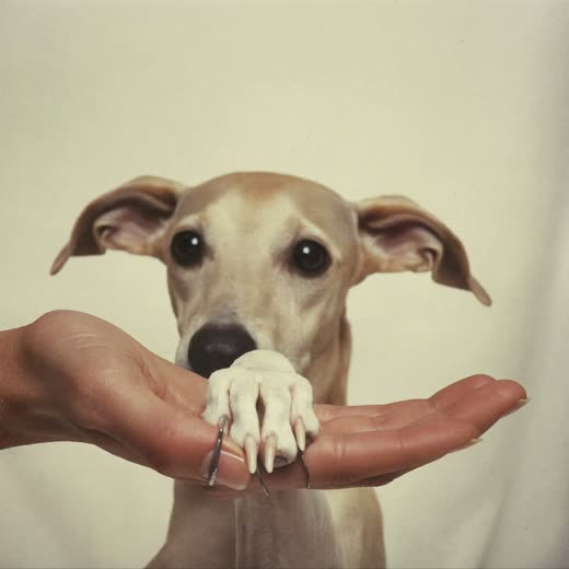 A dog's paw held in a hand during a nail trim